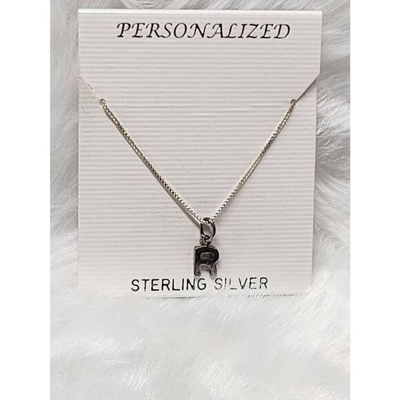 Sterling Silver Necklace with the Initial "R" - Picture 1 of 4